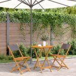 Set mobilier bistro, 3 piese, textil antracit/lemn masiv GartenMobel Dekor