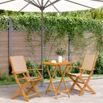 Set mobilier bistro, 3 piese, textil bej/lemn masiv GartenMobel Dekor