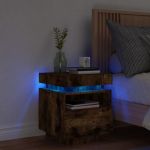 Noptieră cu lumini LED, stejar sonoma, 40x39x48,5 cm GartenMobel Dekor