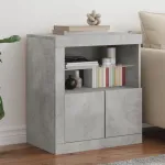 Servantă cu lumini LED, gri beton, 60,5x37x67 cm GartenMobel Dekor