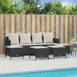Set mobilier de grădină cu perne, 5 piese, negru, poliratan GartenMobel Dekor