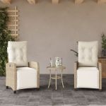 Scaun de grădină rabatabil cu suport picioare,2 buc., poliratan GartenMobel Dekor