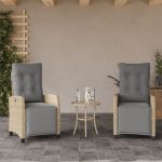 Scaun de grădină rabatabil cu suport picioare,2 buc., poliratan GartenMobel Dekor