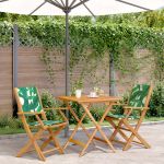 Set mobilier bistro, 3 piese, textil model frunze/lemn masiv GartenMobel Dekor
