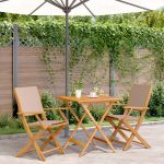 Set mobilier bistro, 3 piese, textil taupe/lemn masiv GartenMobel Dekor