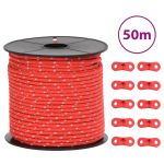 Funie pentru cort cu benzi reflectorizante și chei, 50 m, 4 mm GartenMobel Dekor
