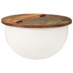 Măsuță de cafea, alb, 50x27 cm, lemn masiv reciclat GartenMobel Dekor