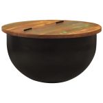 Măsuță de cafea, negru, 50x27 cm, lemn masiv reciclat GartenMobel Dekor