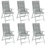 Perne scaun cu spătar înalt 6 buc. melanj gri 120x50x4cm textil GartenMobel Dekor