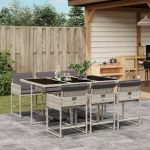 Set mobilier de grădină cu perne, 7 piese gri deschis poliratan GartenMobel Dekor