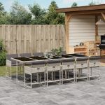 Set mobilier de grădină cu perne 11 piese gri deschis poliratan GartenMobel Dekor