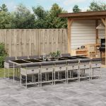Set mobilier de grădină cu perne 13 piese gri deschis poliratan GartenMobel Dekor