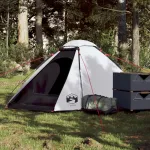 Cort camping cupolă 2 persoane alb, țesătură opacă, impermeabil GartenMobel Dekor