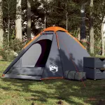 Cort de camping pentru 4 persoane, gri/portocaliu, impermeabil GartenMobel Dekor