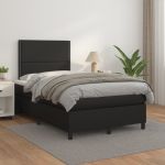Pat box spring cu saltea, negru, 120x200 cm, piele ecologică GartenMobel Dekor