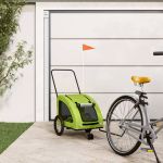 Remorcă de bicicletă animale companie, verde textil oxford/fier GartenMobel Dekor