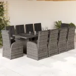 Set mobilier de grădină cu perne, 11 piese, gri, poliratan GartenMobel Dekor