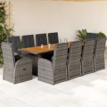 Set mobilier de grădină cu perne, 11 piese, gri, poliratan GartenMobel Dekor