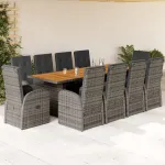Set mobilier de grădină cu perne, 11 piese, gri, poliratan GartenMobel Dekor