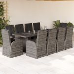 Set mobilier de grădină cu perne, 11 piese, gri, poliratan GartenMobel Dekor