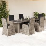 Set mobilier de grădină cu perne, 7 piese, gri, poliratan GartenMobel Dekor