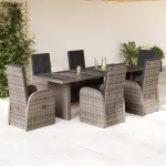 Set mobilier de grădină cu perne, 7 piese, gri, poliratan GartenMobel Dekor