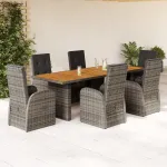 Set mobilier de grădină cu perne, 7 piese, gri, poliratan GartenMobel Dekor