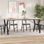 Masă bucătărie, cadru Y, 200x100x75,5cm lemn masiv pin și fontă GartenMobel Dekor