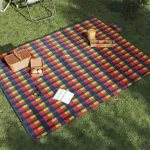 Pătură picnic pliabilă, carouri multicolor, 200x150 cm catifea GartenMobel Dekor