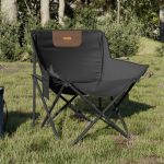 Scaune de camping cu buzunar, pliabile, 2 buc., negru GartenMobel Dekor