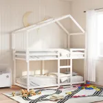 Acoperiș Pat Copii, alb, 203x95,5x142 cm Lemn Mass Pin GartenMobel Dekor