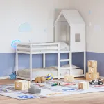 Acoperiș Pat Copii, alb, 60x99x139,5 cm Lemn Mass Pin GartenMobel Dekor