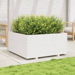 Jardinieră de grădină, alb, 100x100x49,5 cm, lemn masiv de pin GartenMobel Dekor