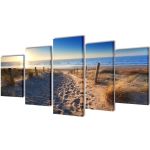 Set tablouri pânză cu imprimeu plajă nisip, 100 x 50 cm GartenMobel Dekor