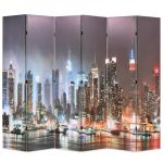 Paravan cameră pliabil 228 x 170 cm, New York pe timp de noapte GartenMobel Dekor