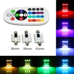 Bec SOFIT 36MM. RGB CU TELECOMANDA - 6 LED SMD 5050 RGB 12V (pret/set) Automotive TrustedCars