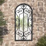 Oglindă de grădină, negru, 100x45 cm, fier, uz exterior GartenMobel Dekor
