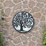 Oglindă de grădină rotundă, negru, 60x2,5 cm, fier, uz exterior GartenMobel Dekor
