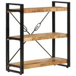 Bibliotecă cu 3 niveluri, 77x30x80 cm, lemn masiv mango și fier GartenMobel Dekor