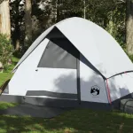 Cort camping cupolă 4 persoane alb, țesătură opacă, impermeabil GartenMobel Dekor