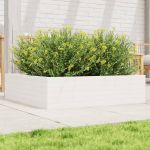 Jardinieră de grădină, alb, 90x90x23 cm, lemn masiv de pin GartenMobel Dekor
