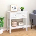 Masă consolă, alb, 75x35x75 cm, lemn masiv de pin GartenMobel Dekor