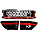 Ansamblu Grila Centrala si Grile Laterale Land Range Rover Sport L320 Facelift (2010-2013) Autobiography Look Editie Rosu Negru Performance AutoTuning