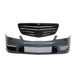 Bara Fata Mercedes S-Class W221 (2005-2012) S63 S65 Design cu Grila Centrala Negru Lucios Performance AutoTuning