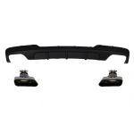 Difuzor de aer cu evacuare dubla BMW F10 Seria 5 (2011-2017) M-Performance Design cu Ornamente de evacuare Negre V8 LCI Design Performance AutoTuning
