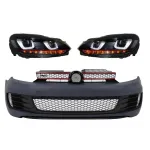 Bara Fata cu Faruri LED U Design cu Strip Rosu semnal dinamic VW Golf VI 6 (2008-2013) GTI Look Performance AutoTuning