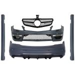 Pachet Exterior Mercedes C-class W204 C204 Facelift C63 Design cu Grila Centrala Sport Negru Lucios Performance AutoTuning