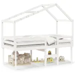 Pat înalt cu acoperiș, alb, 80x200 cm, lemn masiv de pin GartenMobel Dekor