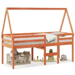 Pat înalt cu acoperiș, maro ceruit, 80x200 cm, lemn masiv pin GartenMobel Dekor