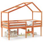 Pat înalt cu acoperiș, maro ceruit, 80x200 cm, lemn masiv pin GartenMobel Dekor